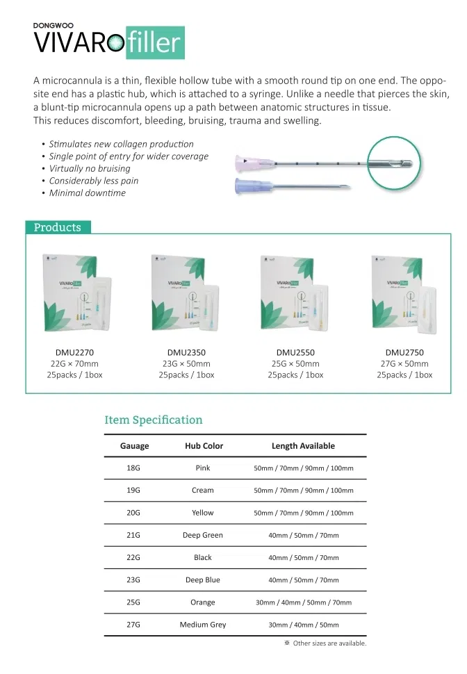 VIVARO Filler Cannula (1 unidad) · información del producto