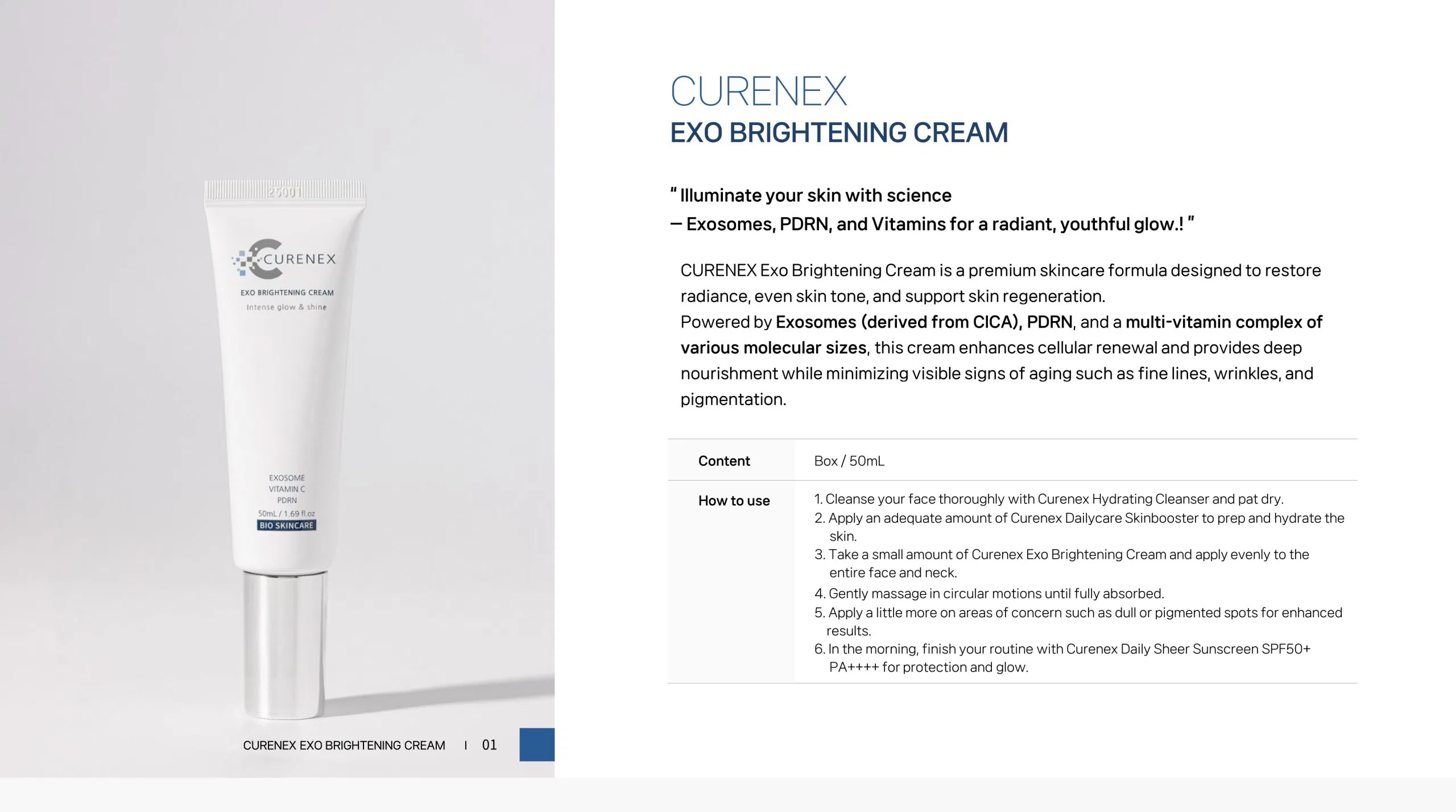 Curenex Exo Brightening Cream · información del producto