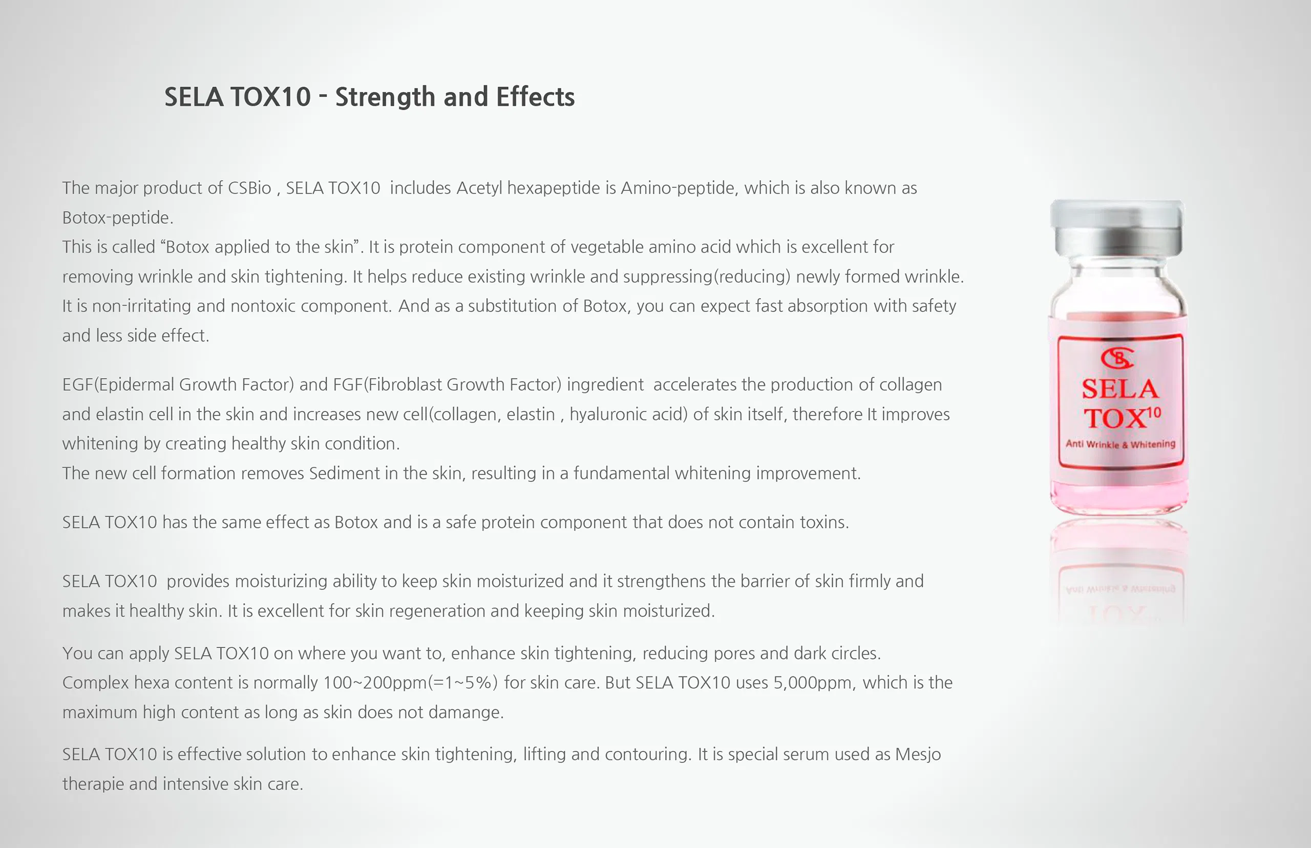 Sela Tox 10 · product information