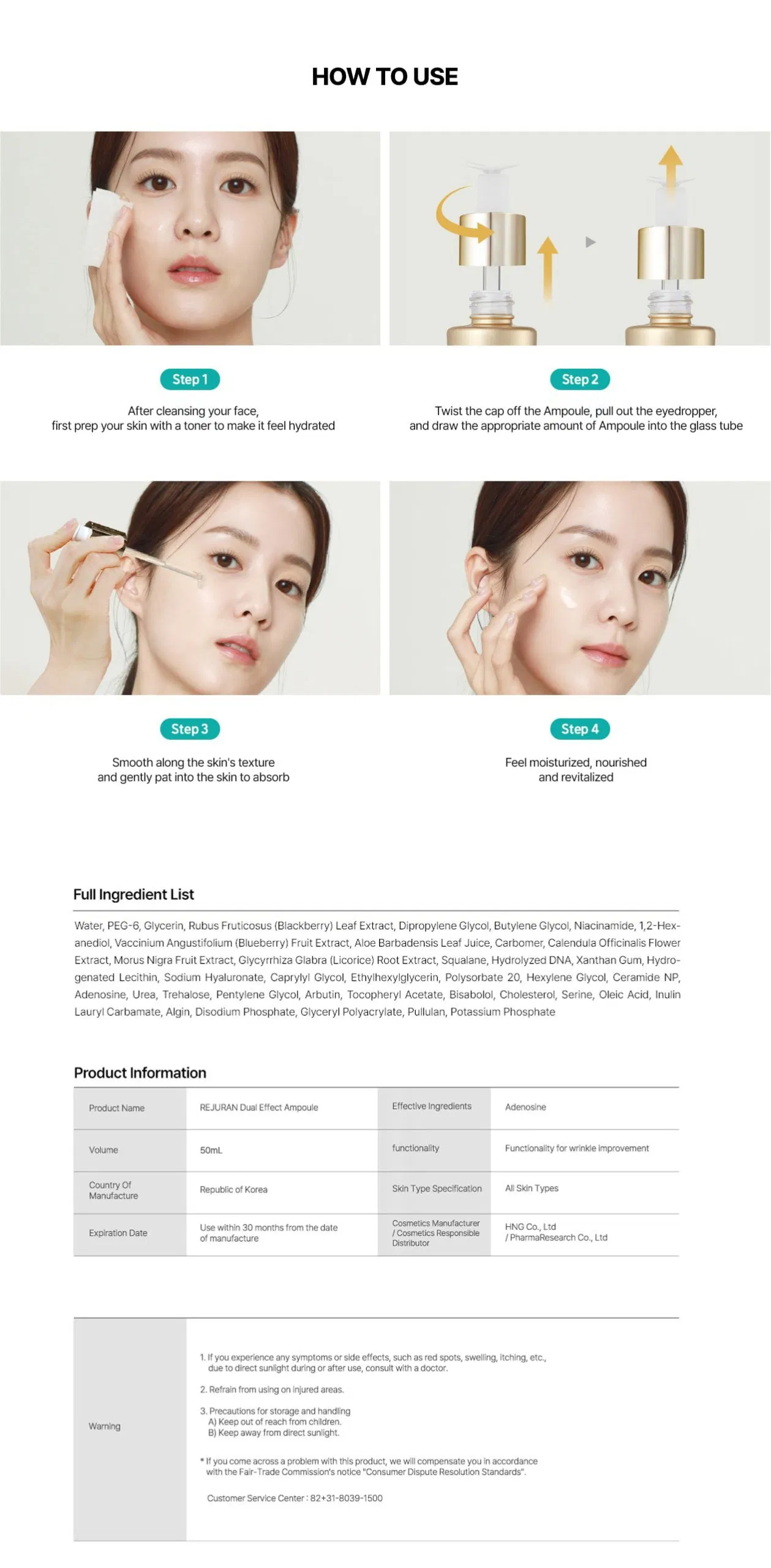 Rejuran Dual Effect Ampoule · product information
