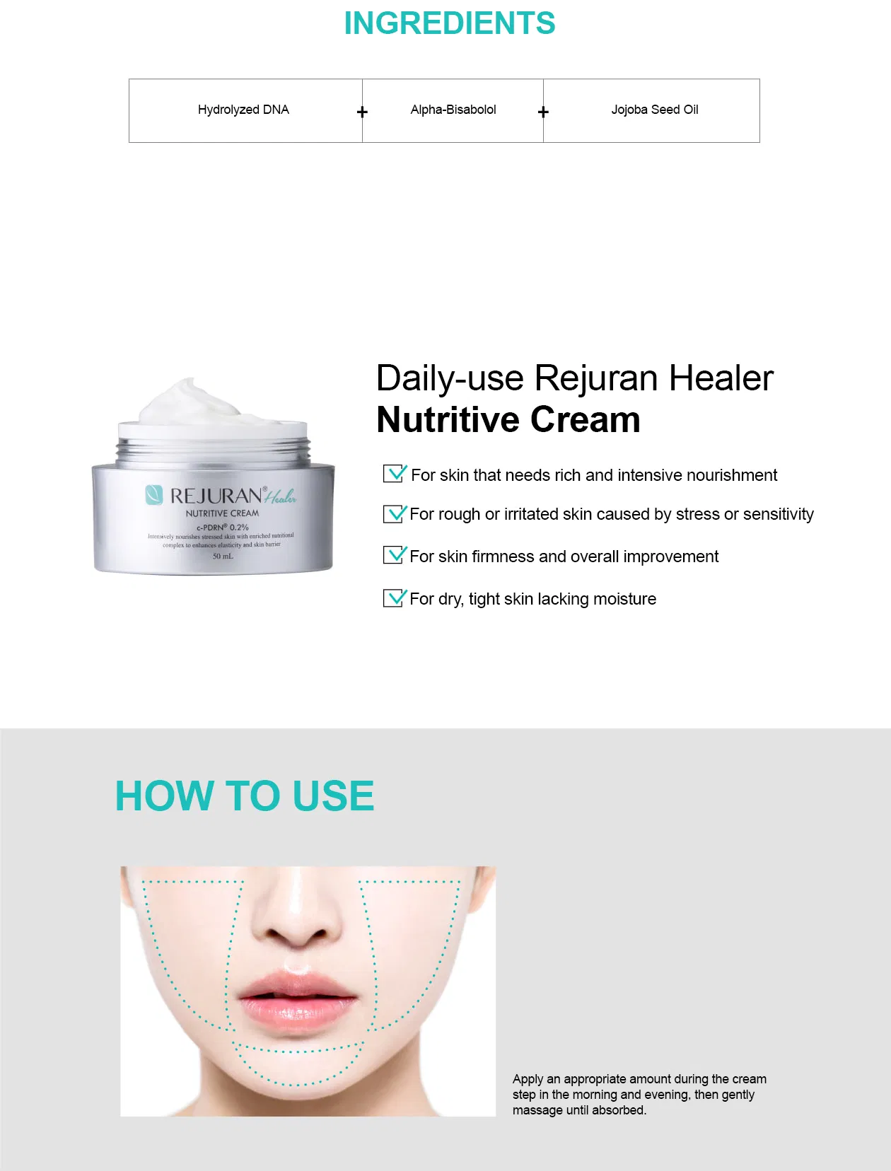 Rejuran Healer Nutritive Cream · información del producto