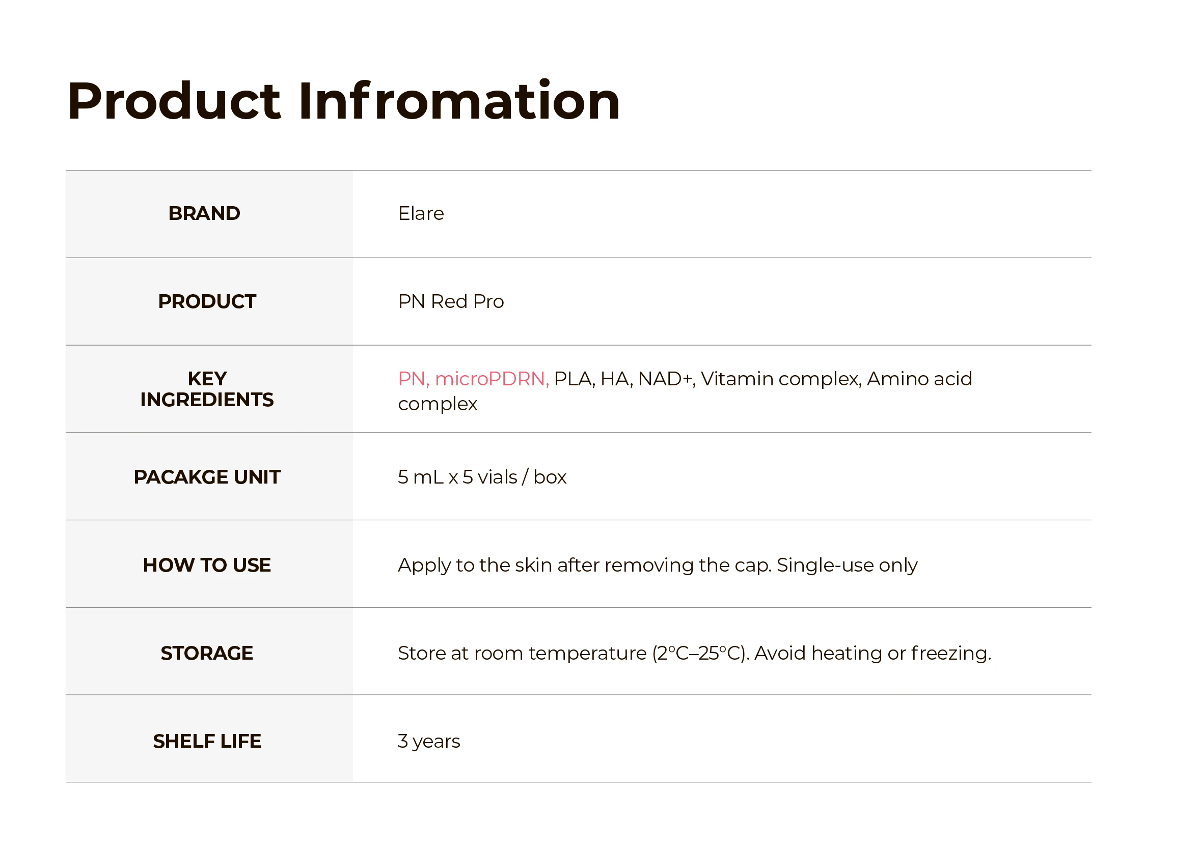 Elare PN Red Pro · product information
