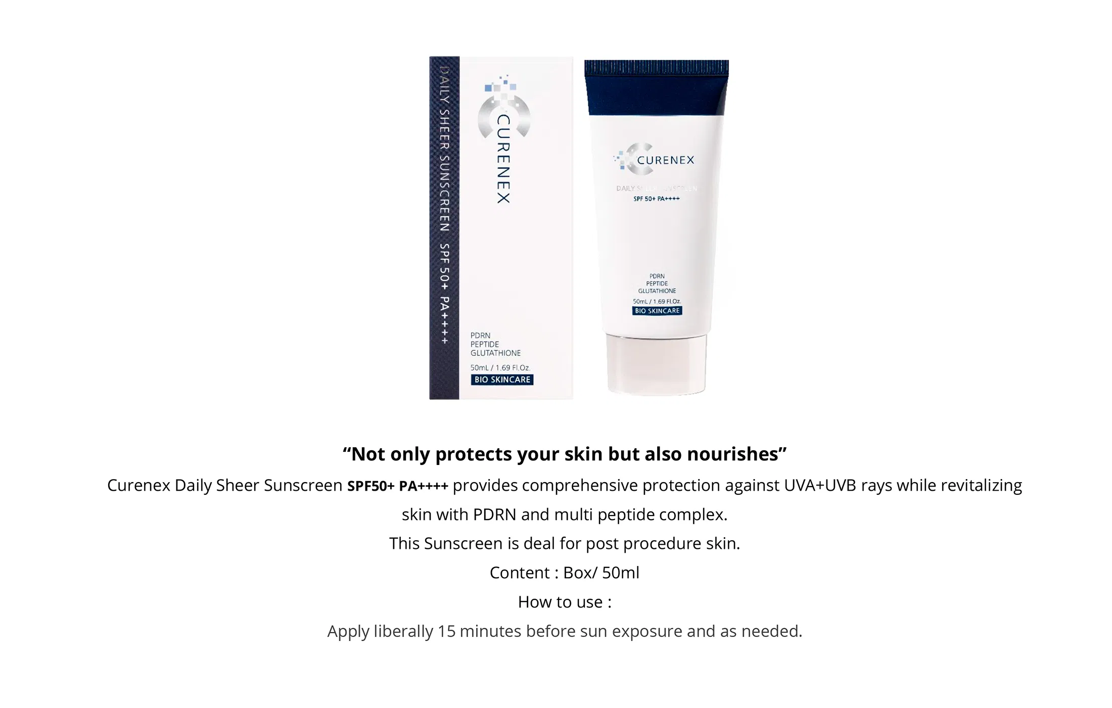 Curenex Daily Sheer Sunscreen · información del producto