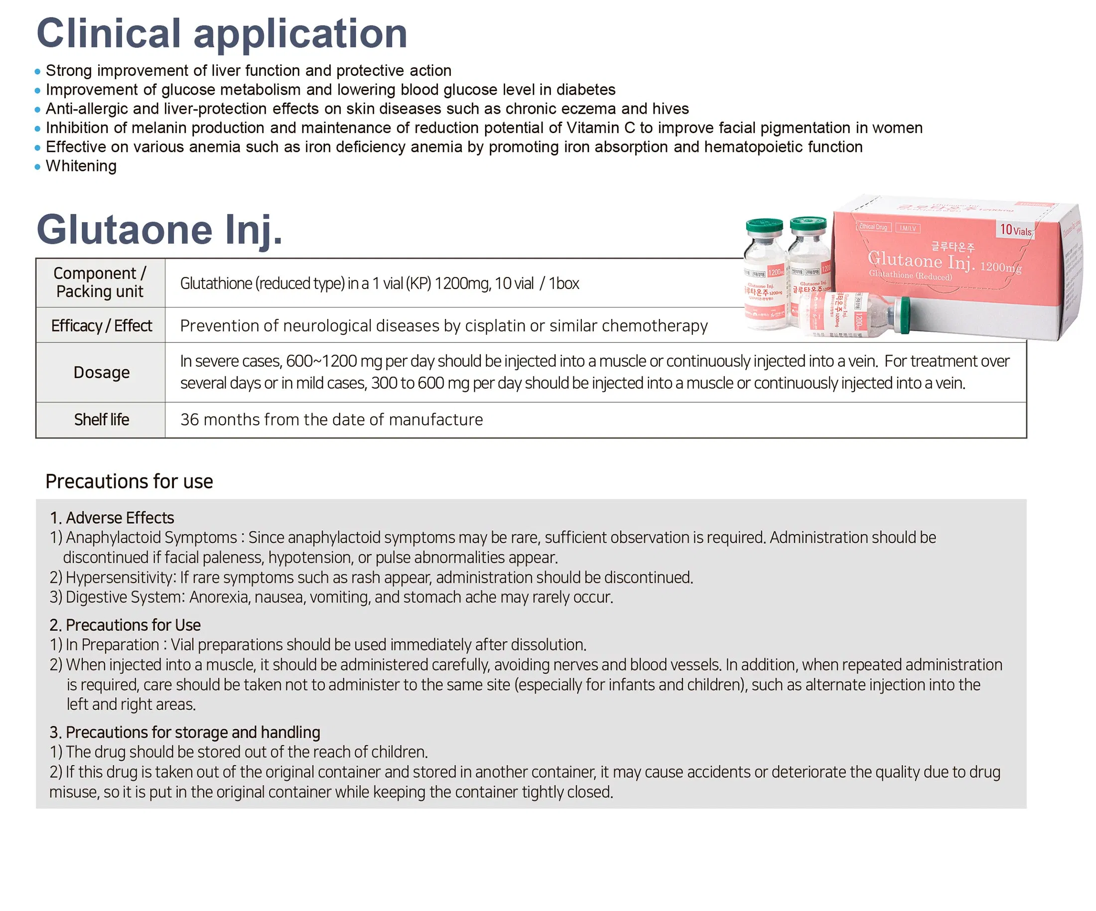 Glutaone Inj. 1200mg · product information