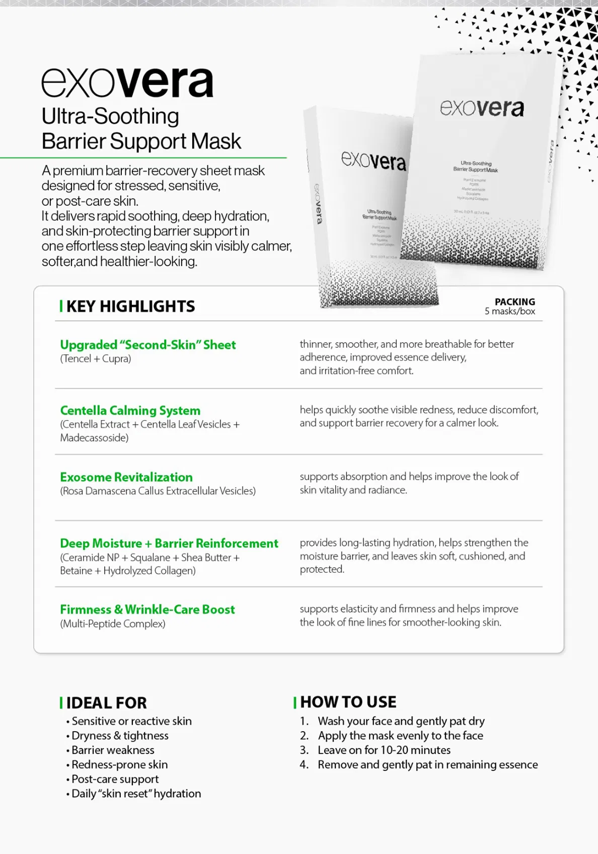 Exovera Exosome Soothing Mask · product information